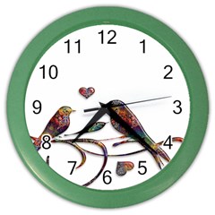 Birds Abstract Exotic Colorful Color Wall Clocks by Nexatart