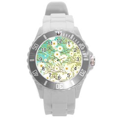 Springtime Scene Round Plastic Sport Watch (l) by linceazul