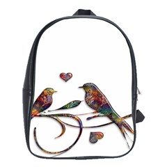 Birds Abstract Exotic Colorful School Bags(large)  by Nexatart