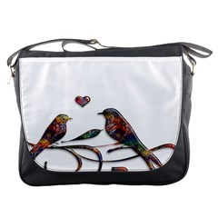 Birds Abstract Exotic Colorful Messenger Bags by Nexatart