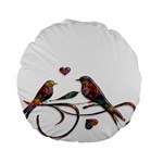 Birds Abstract Exotic Colorful Standard 15  Premium Flano Round Cushions Front