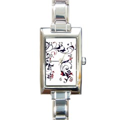 Scroll Border Swirls Abstract Rectangle Italian Charm Watch by Nexatart