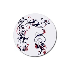 Scroll Border Swirls Abstract Rubber Round Coaster (4 Pack)  by Nexatart