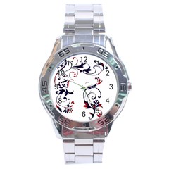 Scroll Border Swirls Abstract Stainless Steel Analogue Watch by Nexatart