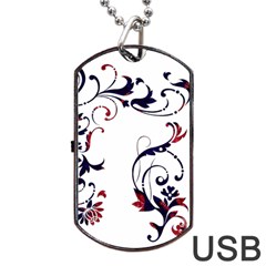 Scroll Border Swirls Abstract Dog Tag Usb Flash (two Sides) by Nexatart