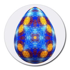 Easter Eggs Egg Blue Yellow Round Mousepads by Nexatart