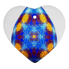 Easter Eggs Egg Blue Yellow Ornament (heart) by Nexatart