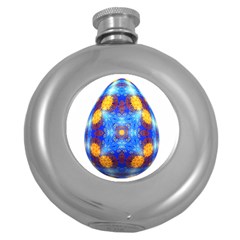 Easter Eggs Egg Blue Yellow Round Hip Flask (5 Oz) by Nexatart