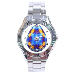 Easter Eggs Egg Blue Yellow Stainless Steel Analogue Watch by Nexatart