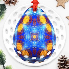 Easter Eggs Egg Blue Yellow Ornament (round Filigree) by Nexatart