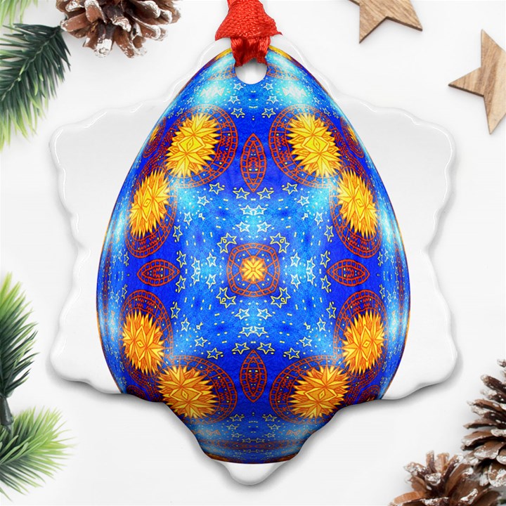 Easter Eggs Egg Blue Yellow Snowflake Ornament (Two Sides)