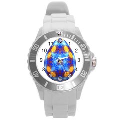 Easter Eggs Egg Blue Yellow Round Plastic Sport Watch (l) by Nexatart