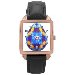 Easter Eggs Egg Blue Yellow Rose Gold Leather Watch 