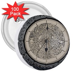 Clock Celtic Knot Time Celtic Knot 3  Buttons (100 Pack)  by Nexatart