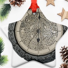 Clock Celtic Knot Time Celtic Knot Star Ornament (two Sides) by Nexatart