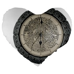 Clock Celtic Knot Time Celtic Knot Large 19  Premium Heart Shape Cushions by Nexatart