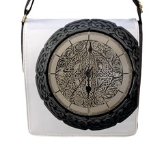 Clock Celtic Knot Time Celtic Knot Flap Messenger Bag (l)  by Nexatart