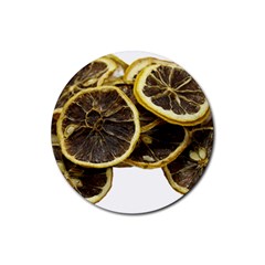 Lemon Dried Fruit Orange Isolated Rubber Coaster (round)  by Nexatart