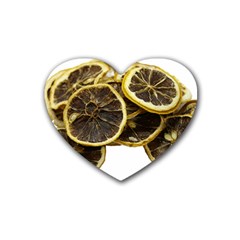 Lemon Dried Fruit Orange Isolated Rubber Coaster (heart)  by Nexatart