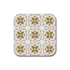 Pattern Gold Floral Texture Design Rubber Coaster (square)  by Nexatart