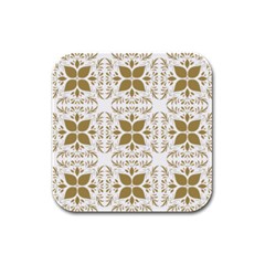 Pattern Gold Floral Texture Design Rubber Square Coaster (4 Pack)  by Nexatart