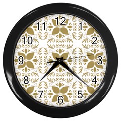 Pattern Gold Floral Texture Design Wall Clocks (black) by Nexatart