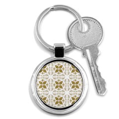 Pattern Gold Floral Texture Design Key Chains (round)  by Nexatart