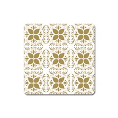 Pattern Gold Floral Texture Design Square Magnet by Nexatart