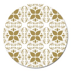 Pattern Gold Floral Texture Design Magnet 5  (round) by Nexatart