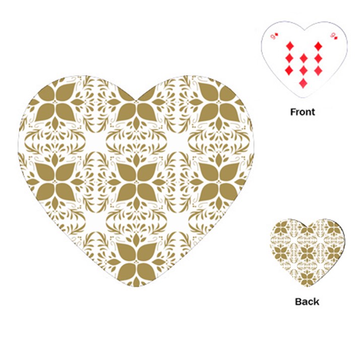 Pattern Gold Floral Texture Design Playing Cards (Heart) 