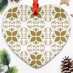 Pattern Gold Floral Texture Design Heart Ornament (two Sides) by Nexatart