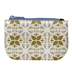 Pattern Gold Floral Texture Design Large Coin Purse by Nexatart