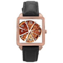 Food Fast Pizza Fast Food Rose Gold Leather Watch 