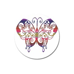 Butterfly Nature Abstract Beautiful Magnet 3  (round) by Nexatart