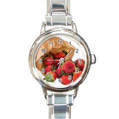 Strawberries Fruit Food Delicious Round Italian Charm Watch by Nexatart