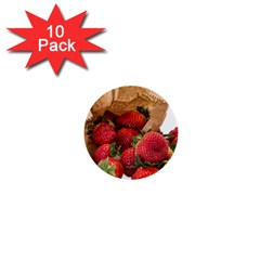 Strawberries Fruit Food Delicious 1  Mini Buttons (10 Pack)  by Nexatart