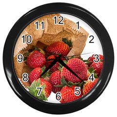 Strawberries Fruit Food Delicious Wall Clocks (black) by Nexatart