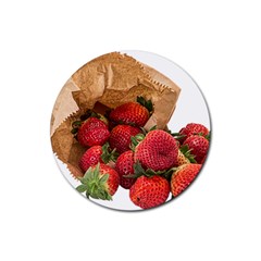 Strawberries Fruit Food Delicious Rubber Round Coaster (4 Pack)  by Nexatart