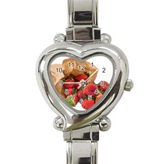 Strawberries Fruit Food Delicious Heart Italian Charm Watch by Nexatart