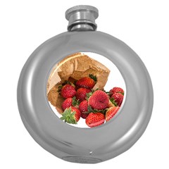 Strawberries Fruit Food Delicious Round Hip Flask (5 Oz) by Nexatart