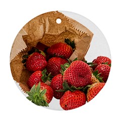 Strawberries Fruit Food Delicious Round Ornament (two Sides) by Nexatart