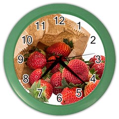 Strawberries Fruit Food Delicious Color Wall Clocks by Nexatart