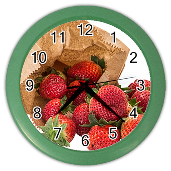 Strawberries Fruit Food Delicious Color Wall Clocks