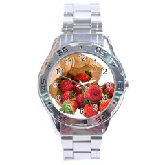 Strawberries Fruit Food Delicious Stainless Steel Analogue Watch by Nexatart