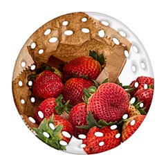 Strawberries Fruit Food Delicious Round Filigree Ornament (two Sides) by Nexatart