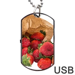 Strawberries Fruit Food Delicious Dog Tag Usb Flash (two Sides) by Nexatart