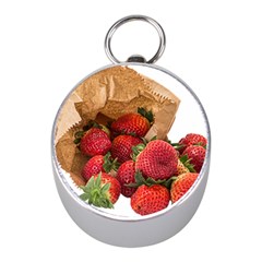 Strawberries Fruit Food Delicious Mini Silver Compasses by Nexatart