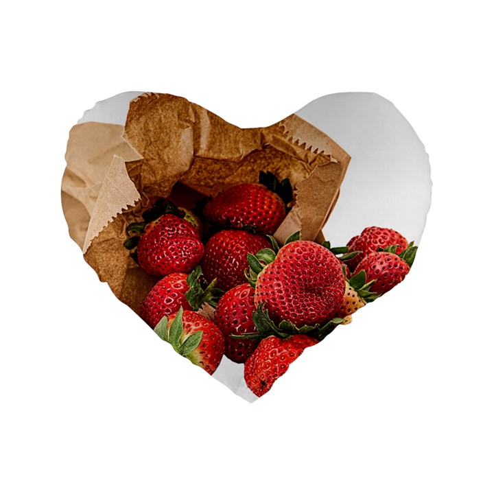 Strawberries Fruit Food Delicious Standard 16  Premium Flano Heart Shape Cushions