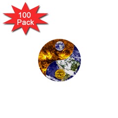 Design Yin Yang Balance Sun Earth 1  Mini Buttons (100 Pack)  by Nexatart