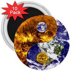 Design Yin Yang Balance Sun Earth 3  Magnets (10 Pack)  by Nexatart